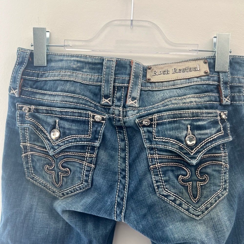 Rock Revival Blue Boot Cut Jeans with Decorative Stitching Size 29 Women’s - Picture 10 of 12